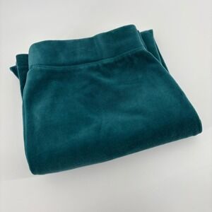 Kim Rogers Petite Women Teal Green Velour Lounge Pants Drawstring Soft Pants